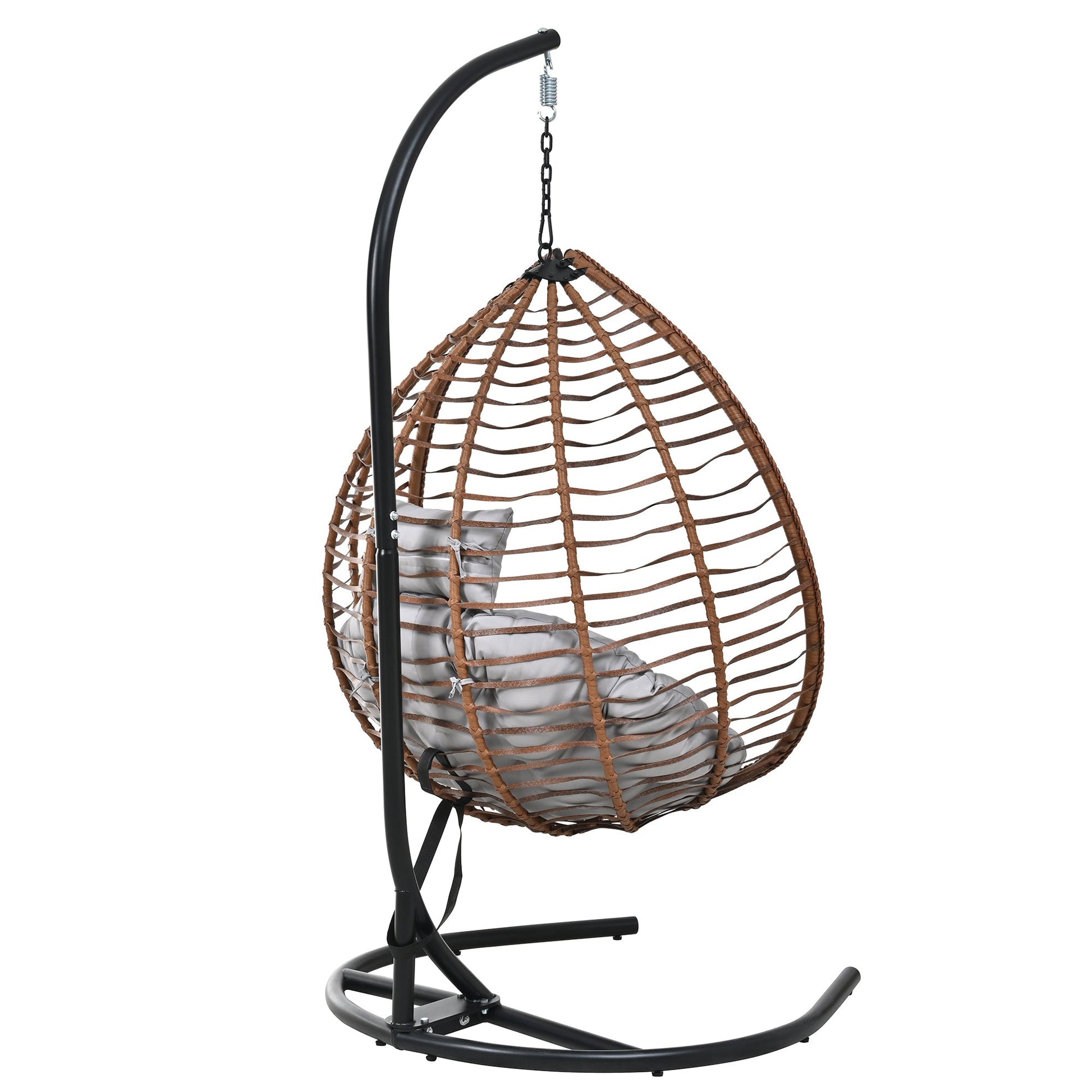 U_STYLE Indoor Outdoor Hanging Hammock Chair with Stand, Foldable Rattan Egg Swing Chair with Iron Frame and Plush Cushion & Removable Headrest,Suitable for Porch Garden,Balcony,Indoor - 1st Choice Furniture Direct