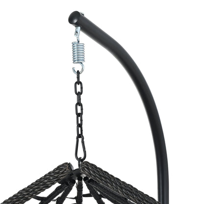 U_STYLE Indoor Outdoor Hanging Hammock Chair with Stand, Foldable Rattan Egg Swing Chair with Iron Frame and Plush Cushion & Removable Headrest,Suitable for Porch Garden,Balcony,Indoor - 1st Choice Furniture Direct