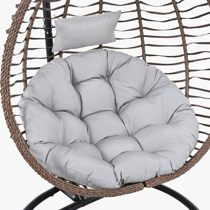 U_STYLE Indoor Outdoor Hanging Hammock Chair with Stand, Foldable Rattan Egg Swing Chair with Iron Frame and Plush Cushion & Removable Headrest,Suitable for Porch Garden,Balcony,Indoor - 1st Choice Furniture Direct