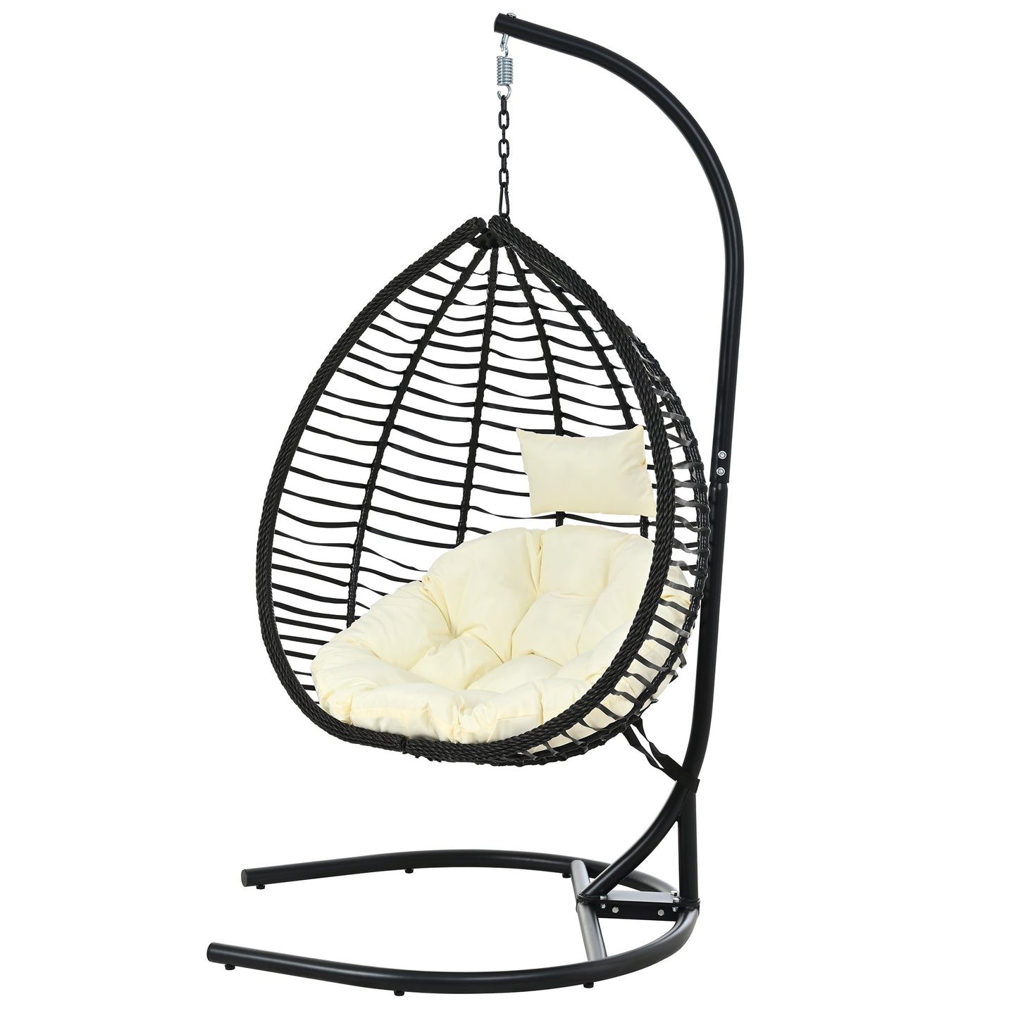 U_STYLE Indoor Outdoor Hanging Hammock Chair with Stand, Foldable Rattan Egg Swing Chair with Iron Frame and Plush Cushion & Removable Headrest,Suitable for Porch Garden,Balcony,Indoor - 1st Choice Furniture Direct