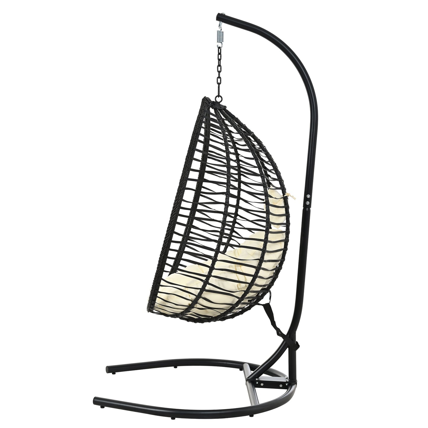 U_STYLE Indoor Outdoor Hanging Hammock Chair with Stand, Foldable Rattan Egg Swing Chair with Iron Frame and Plush Cushion & Removable Headrest,Suitable for Porch Garden,Balcony,Indoor - 1st Choice Furniture Direct