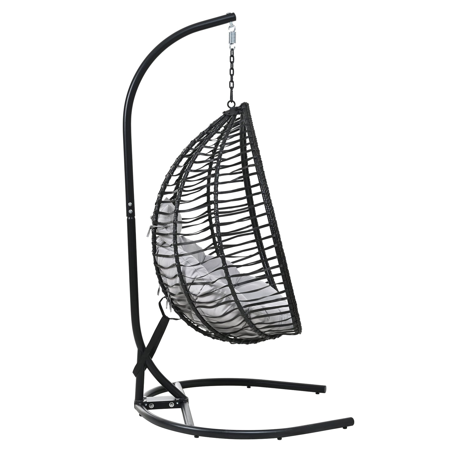 U_STYLE Indoor Outdoor Hanging Hammock Chair with Stand, Foldable Rattan Egg Swing Chair with Iron Frame and Plush Cushion & Removable Headrest,Suitable for Porch Garden,Balcony,Indoor - 1st Choice Furniture Direct