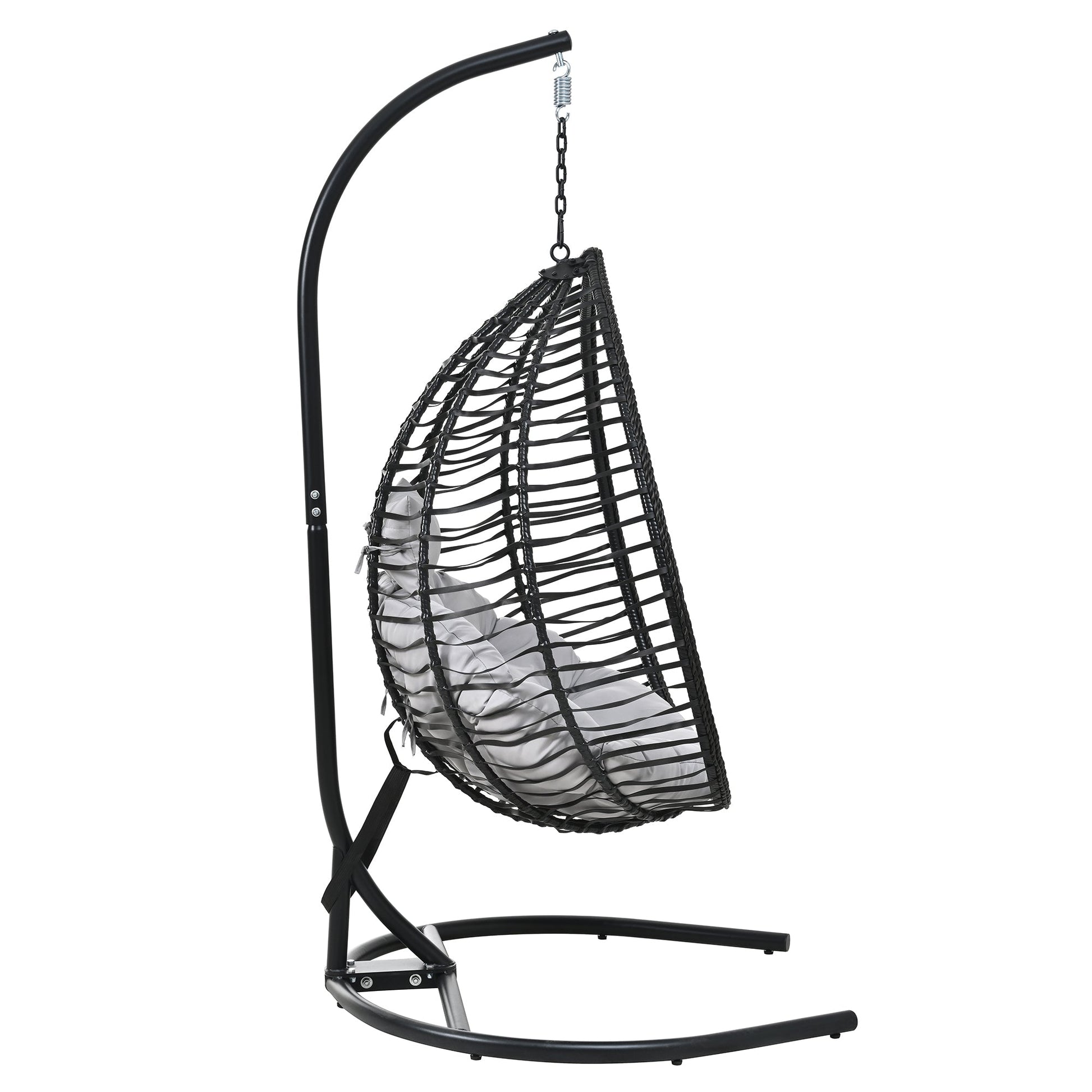U_STYLE Indoor Outdoor Hanging Hammock Chair with Stand, Foldable Rattan Egg Swing Chair with Iron Frame and Plush Cushion & Removable Headrest,Suitable for Porch Garden,Balcony,Indoor - 1st Choice Furniture Direct