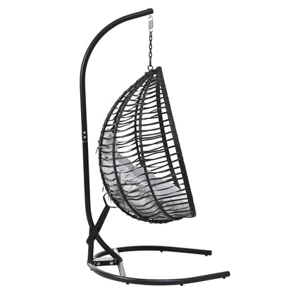 U_STYLE Indoor Outdoor Hanging Hammock Chair with Stand, Foldable Rattan Egg Swing Chair with Iron Frame and Plush Cushion & Removable Headrest,Suitable for Porch Garden,Balcony,Indoor - 1st Choice Furniture Direct