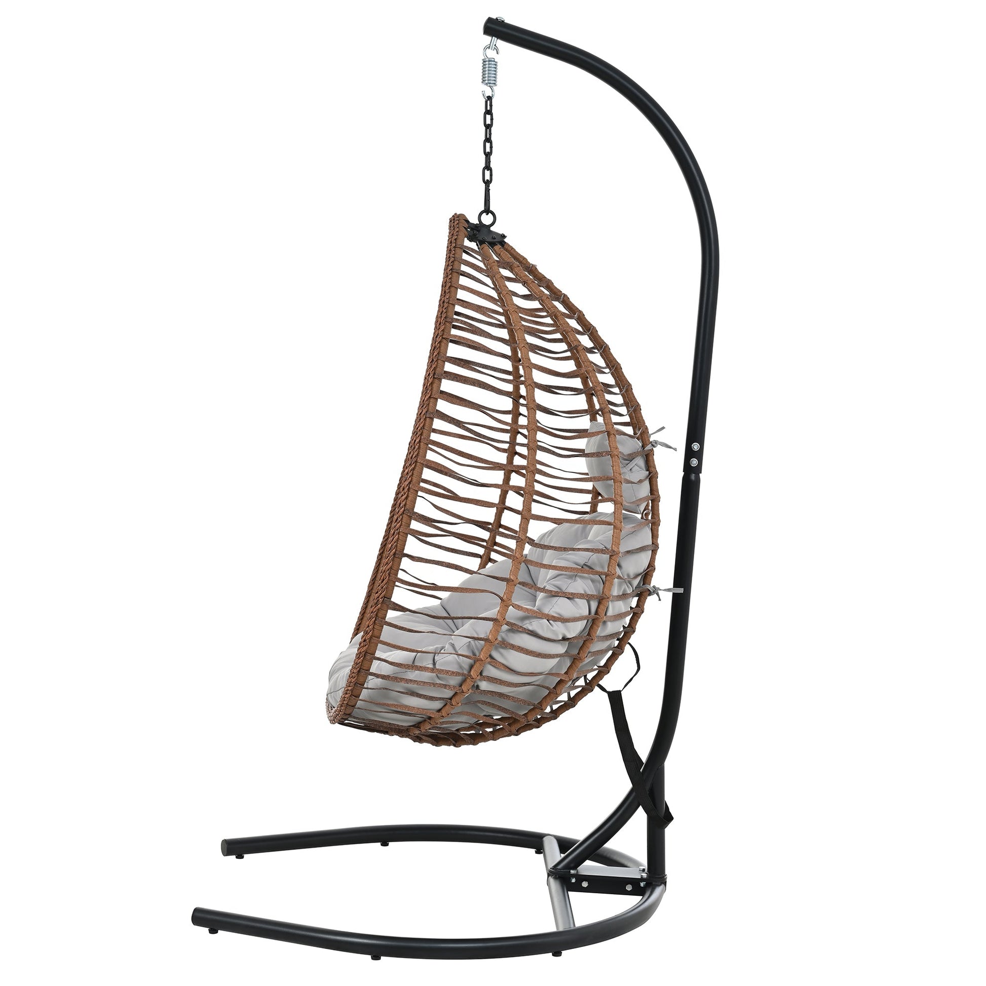 U_STYLE Indoor Outdoor Hanging Hammock Chair with Stand, Foldable Rattan Egg Swing Chair with Iron Frame and Plush Cushion & Removable Headrest,Suitable for Porch Garden,Balcony,Indoor - 1st Choice Furniture Direct