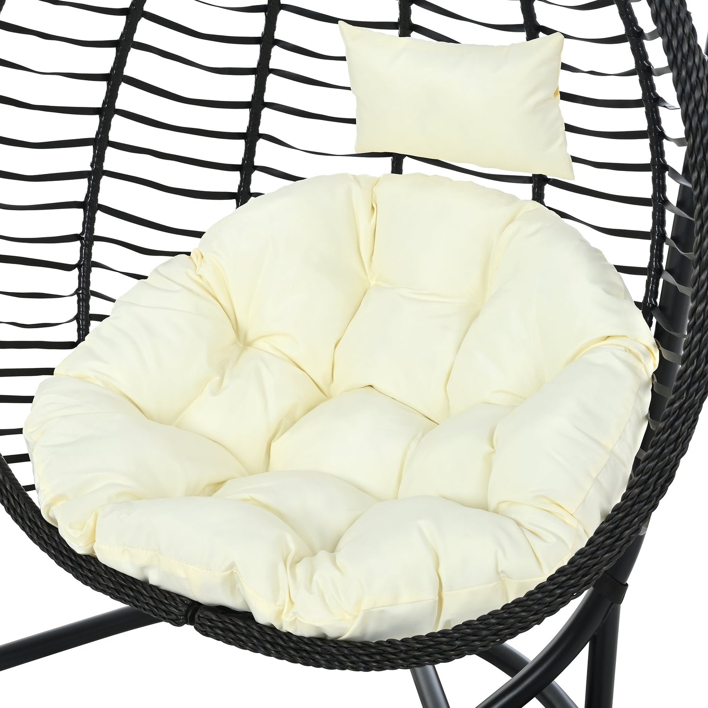 U_STYLE Indoor Outdoor Hanging Hammock Chair with Stand, Foldable Rattan Egg Swing Chair with Iron Frame and Plush Cushion & Removable Headrest,Suitable for Porch Garden,Balcony,Indoor - 1st Choice Furniture Direct