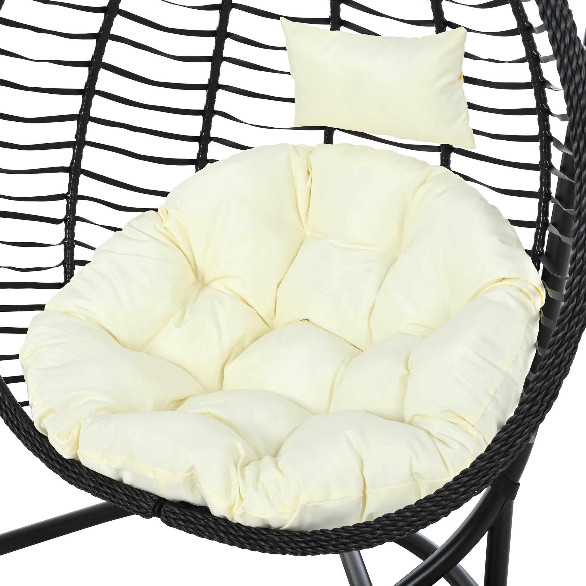 U_STYLE Indoor Outdoor Hanging Hammock Chair with Stand, Foldable Rattan Egg Swing Chair with Iron Frame and Plush Cushion & Removable Headrest,Suitable for Porch Garden,Balcony,Indoor - 1st Choice Furniture Direct