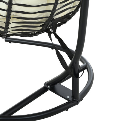 U_STYLE Indoor Outdoor Hanging Hammock Chair with Stand, Foldable Rattan Egg Swing Chair with Iron Frame and Plush Cushion & Removable Headrest,Suitable for Porch Garden,Balcony,Indoor - 1st Choice Furniture Direct