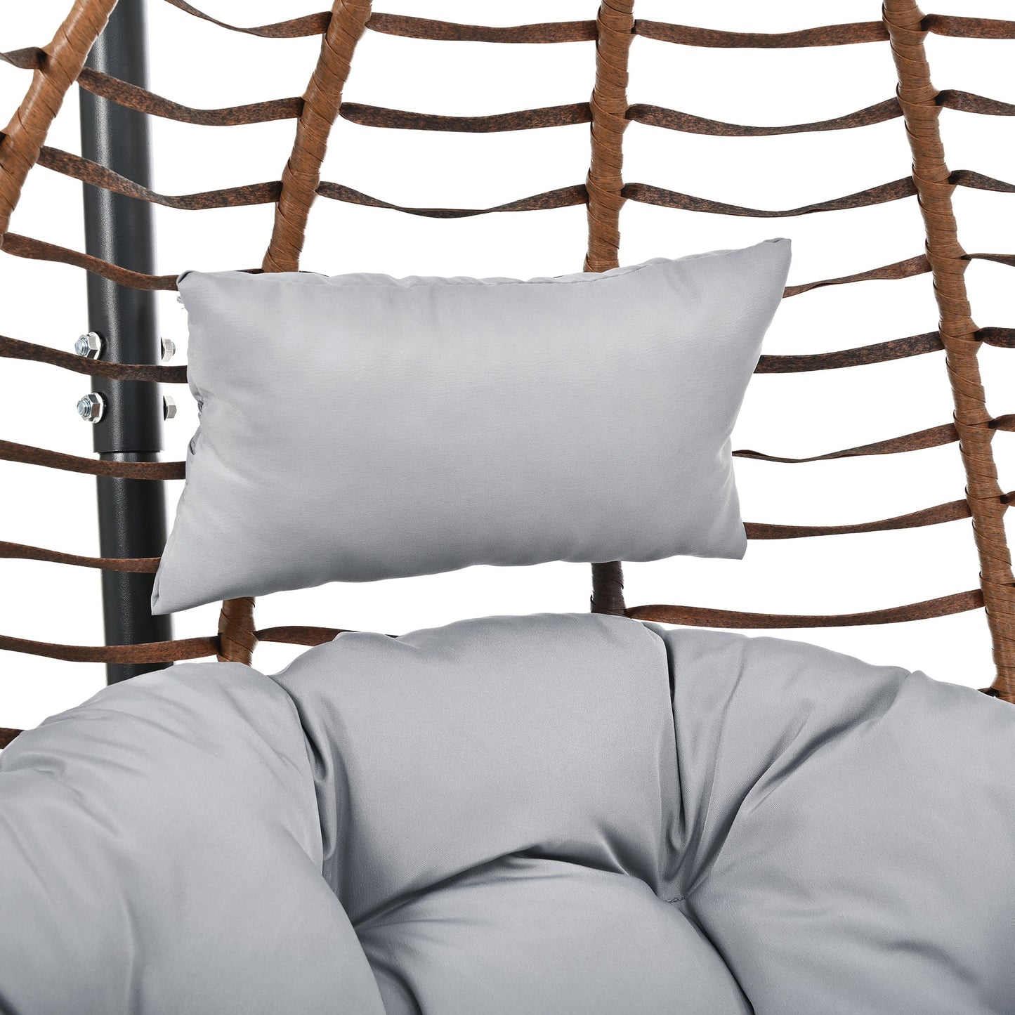 U_STYLE Indoor Outdoor Hanging Hammock Chair with Stand, Foldable Rattan Egg Swing Chair with Iron Frame and Plush Cushion & Removable Headrest,Suitable for Porch Garden,Balcony,Indoor - 1st Choice Furniture Direct