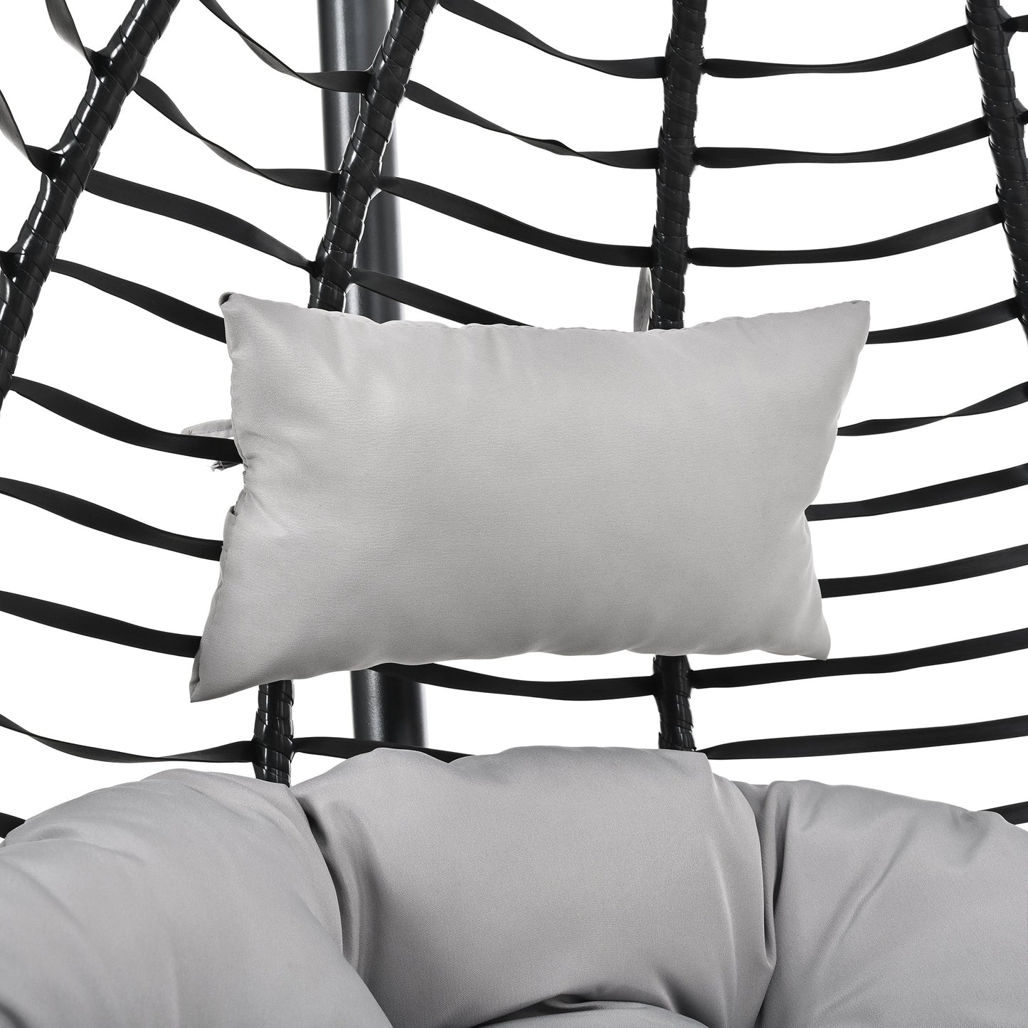 U_STYLE Indoor Outdoor Hanging Hammock Chair with Stand, Foldable Rattan Egg Swing Chair with Iron Frame and Plush Cushion & Removable Headrest,Suitable for Porch Garden,Balcony,Indoor - 1st Choice Furniture Direct