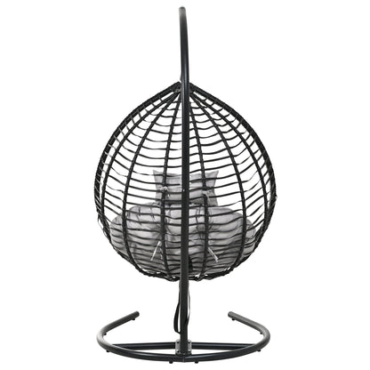 U_STYLE Indoor Outdoor Hanging Hammock Chair with Stand, Foldable Rattan Egg Swing Chair with Iron Frame and Plush Cushion & Removable Headrest,Suitable for Porch Garden,Balcony,Indoor - 1st Choice Furniture Direct