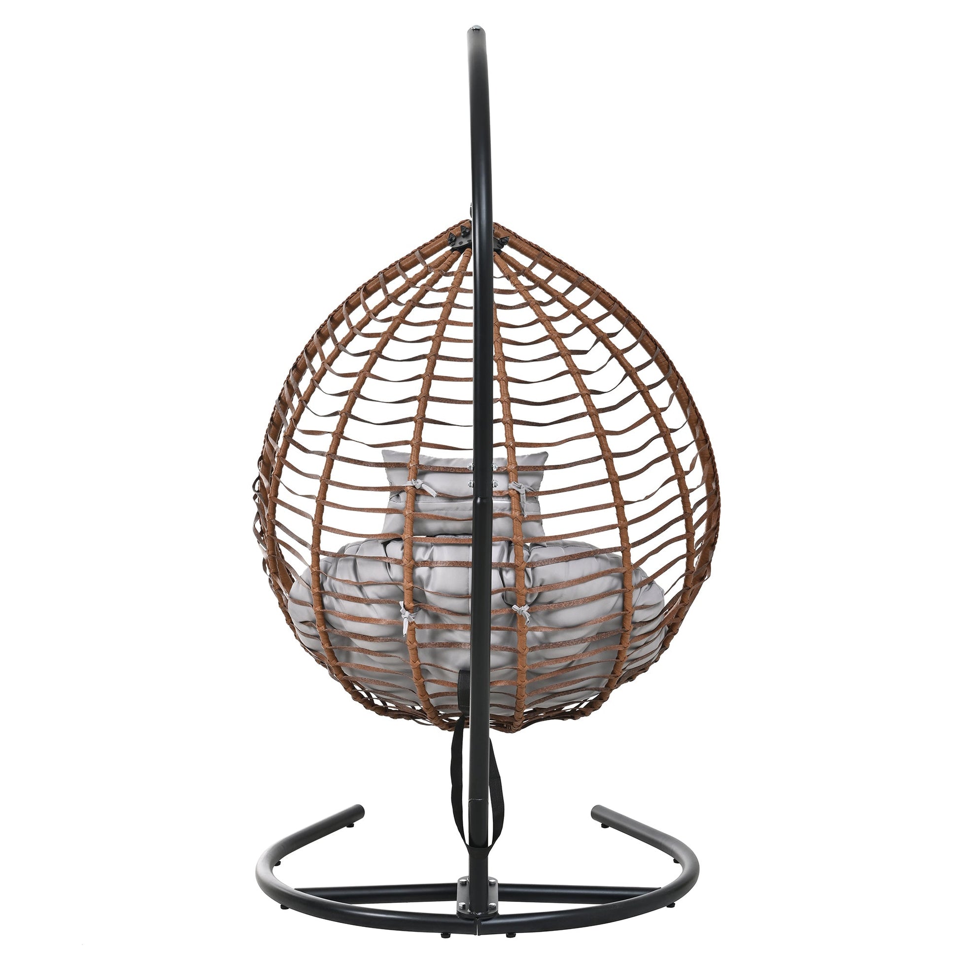 U_STYLE Indoor Outdoor Hanging Hammock Chair with Stand, Foldable Rattan Egg Swing Chair with Iron Frame and Plush Cushion & Removable Headrest,Suitable for Porch Garden,Balcony,Indoor - 1st Choice Furniture Direct