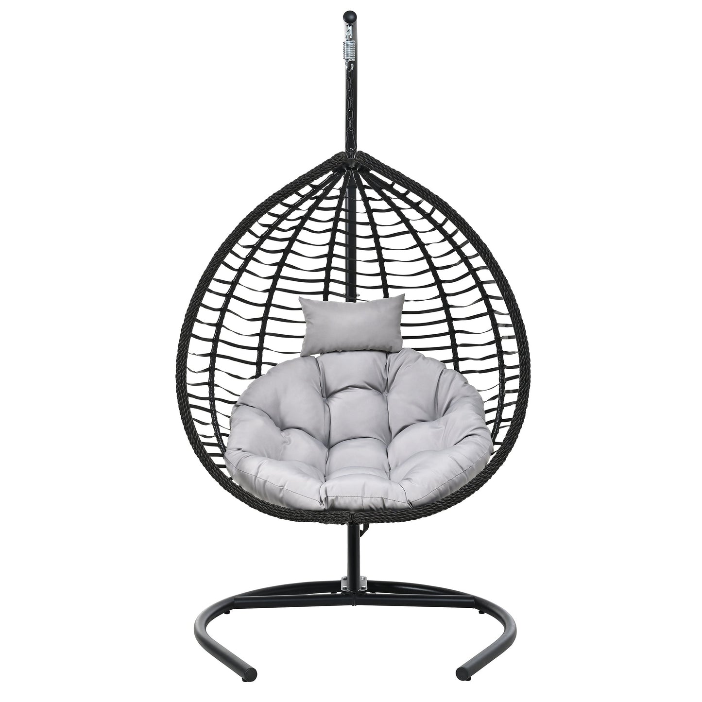 U_STYLE Indoor Outdoor Hanging Hammock Chair with Stand, Foldable Rattan Egg Swing Chair with Iron Frame and Plush Cushion & Removable Headrest,Suitable for Porch Garden,Balcony,Indoor - 1st Choice Furniture Direct