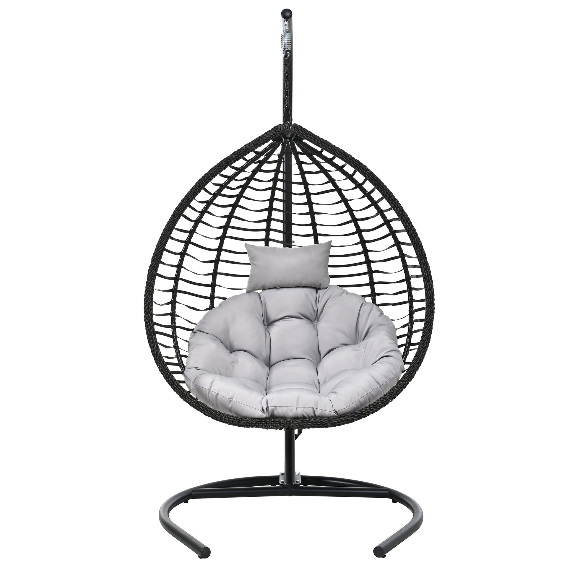 U_STYLE Indoor Outdoor Hanging Hammock Chair with Stand, Foldable Rattan Egg Swing Chair with Iron Frame and Plush Cushion & Removable Headrest,Suitable for Porch Garden,Balcony,Indoor - 1st Choice Furniture Direct