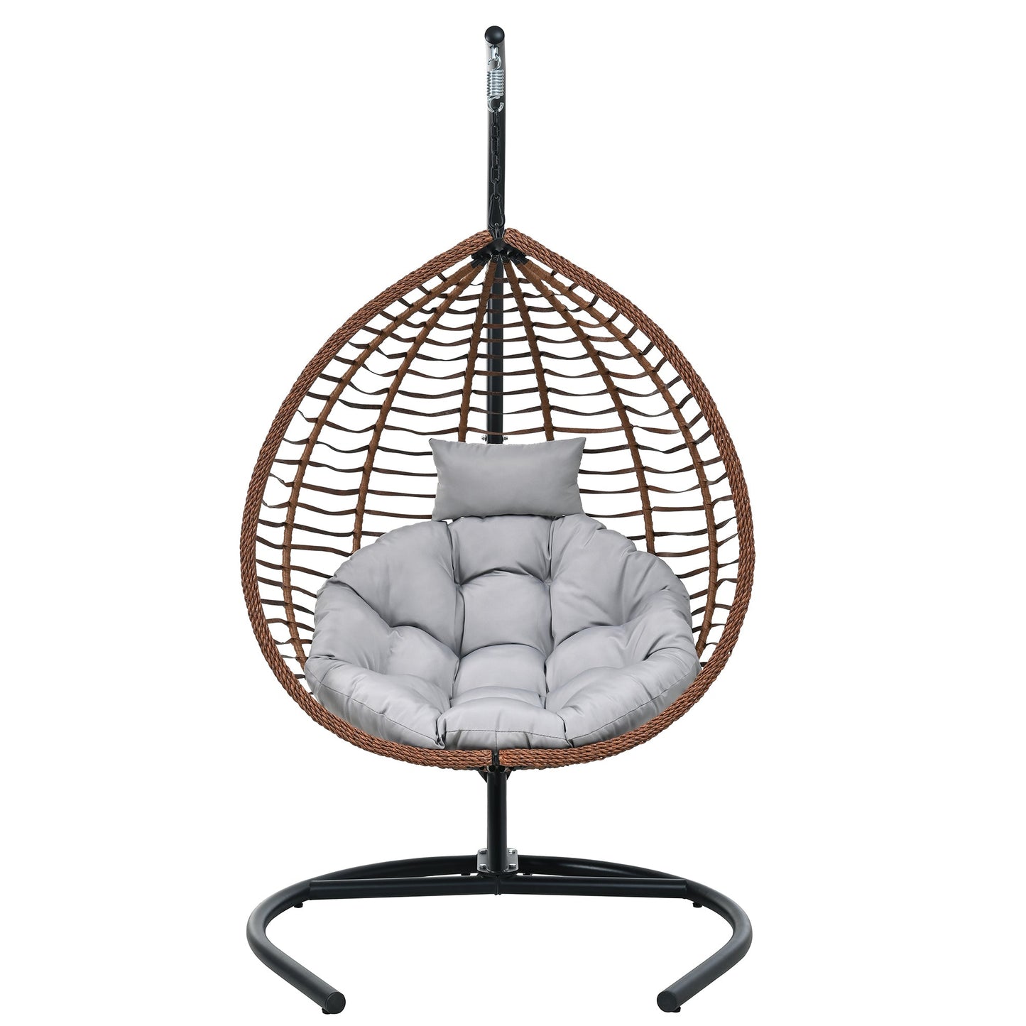 U_STYLE Indoor Outdoor Hanging Hammock Chair with Stand, Foldable Rattan Egg Swing Chair with Iron Frame and Plush Cushion & Removable Headrest,Suitable for Porch Garden,Balcony,Indoor - 1st Choice Furniture Direct