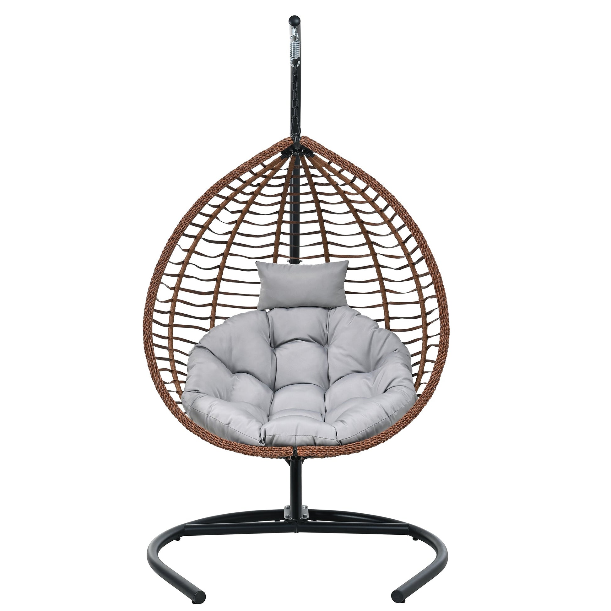 U_STYLE Indoor Outdoor Hanging Hammock Chair with Stand, Foldable Rattan Egg Swing Chair with Iron Frame and Plush Cushion & Removable Headrest,Suitable for Porch Garden,Balcony,Indoor - 1st Choice Furniture Direct