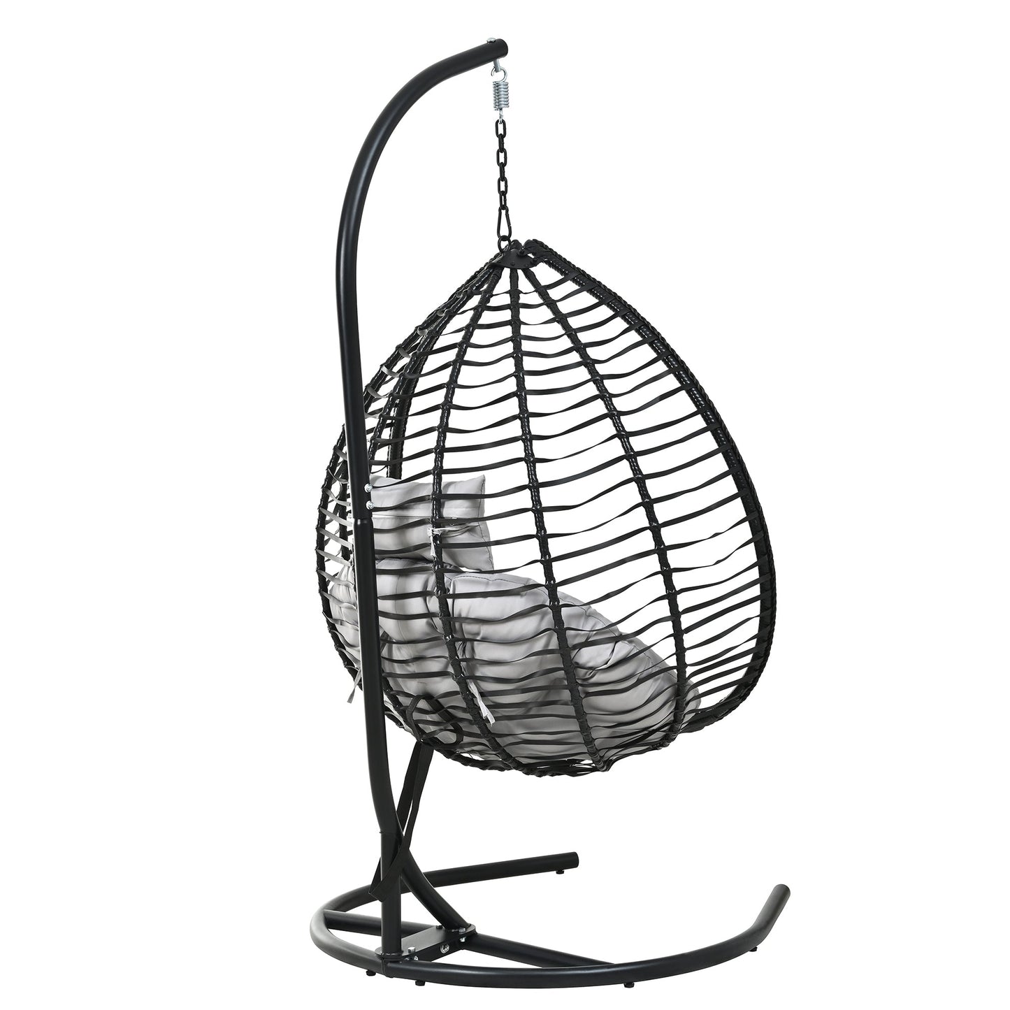 U_STYLE Indoor Outdoor Hanging Hammock Chair with Stand, Foldable Rattan Egg Swing Chair with Iron Frame and Plush Cushion & Removable Headrest,Suitable for Porch Garden,Balcony,Indoor - 1st Choice Furniture Direct