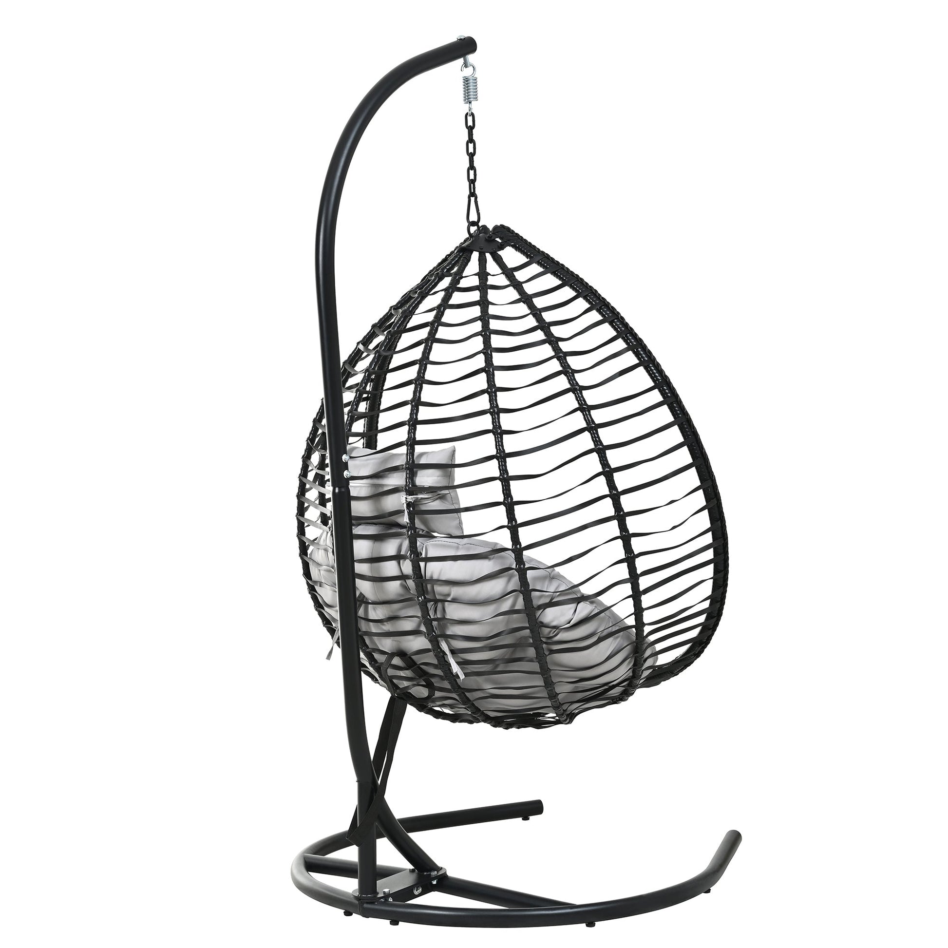 U_STYLE Indoor Outdoor Hanging Hammock Chair with Stand, Foldable Rattan Egg Swing Chair with Iron Frame and Plush Cushion & Removable Headrest,Suitable for Porch Garden,Balcony,Indoor - 1st Choice Furniture Direct