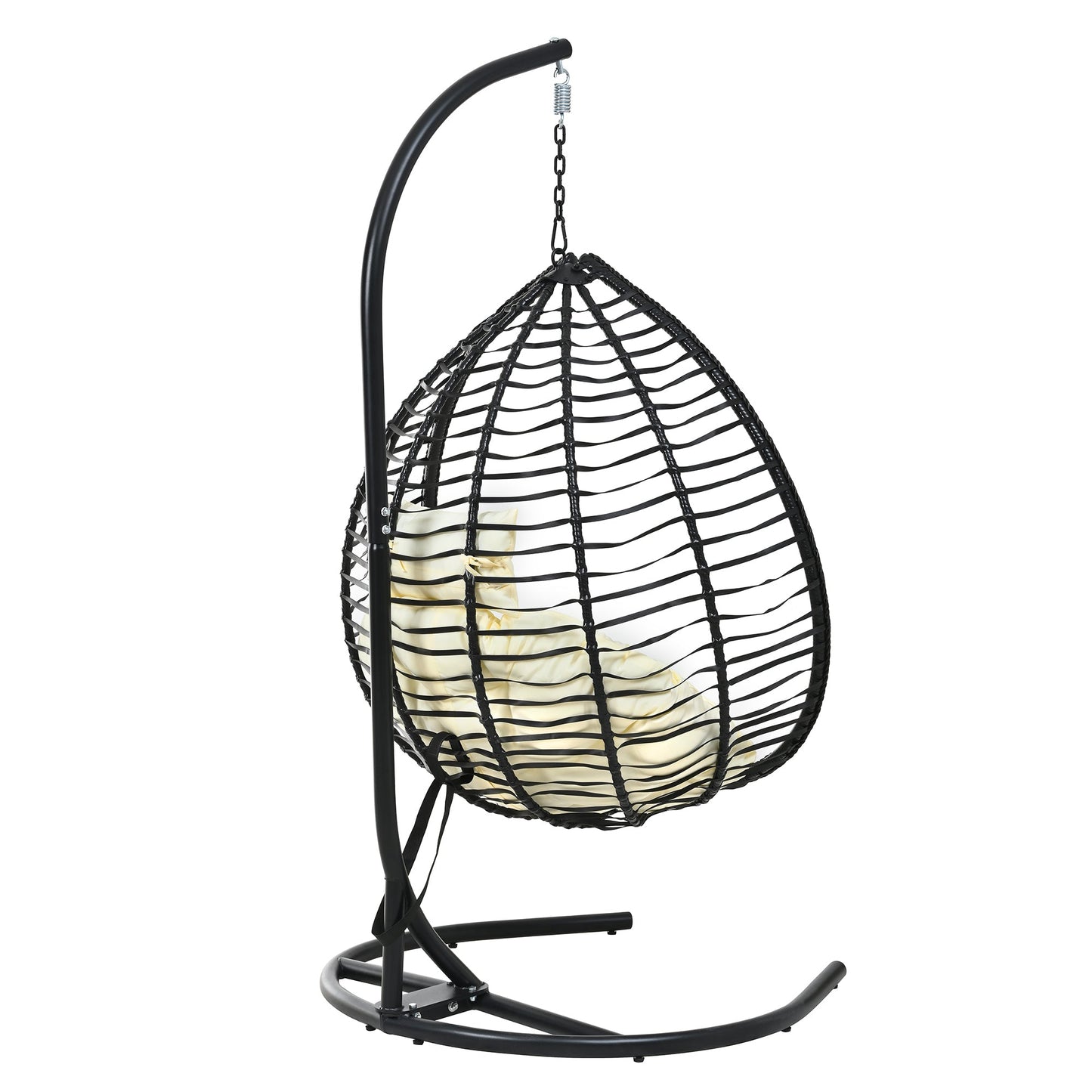 U_STYLE Indoor Outdoor Hanging Hammock Chair with Stand, Foldable Rattan Egg Swing Chair with Iron Frame and Plush Cushion & Removable Headrest,Suitable for Porch Garden,Balcony,Indoor - 1st Choice Furniture Direct