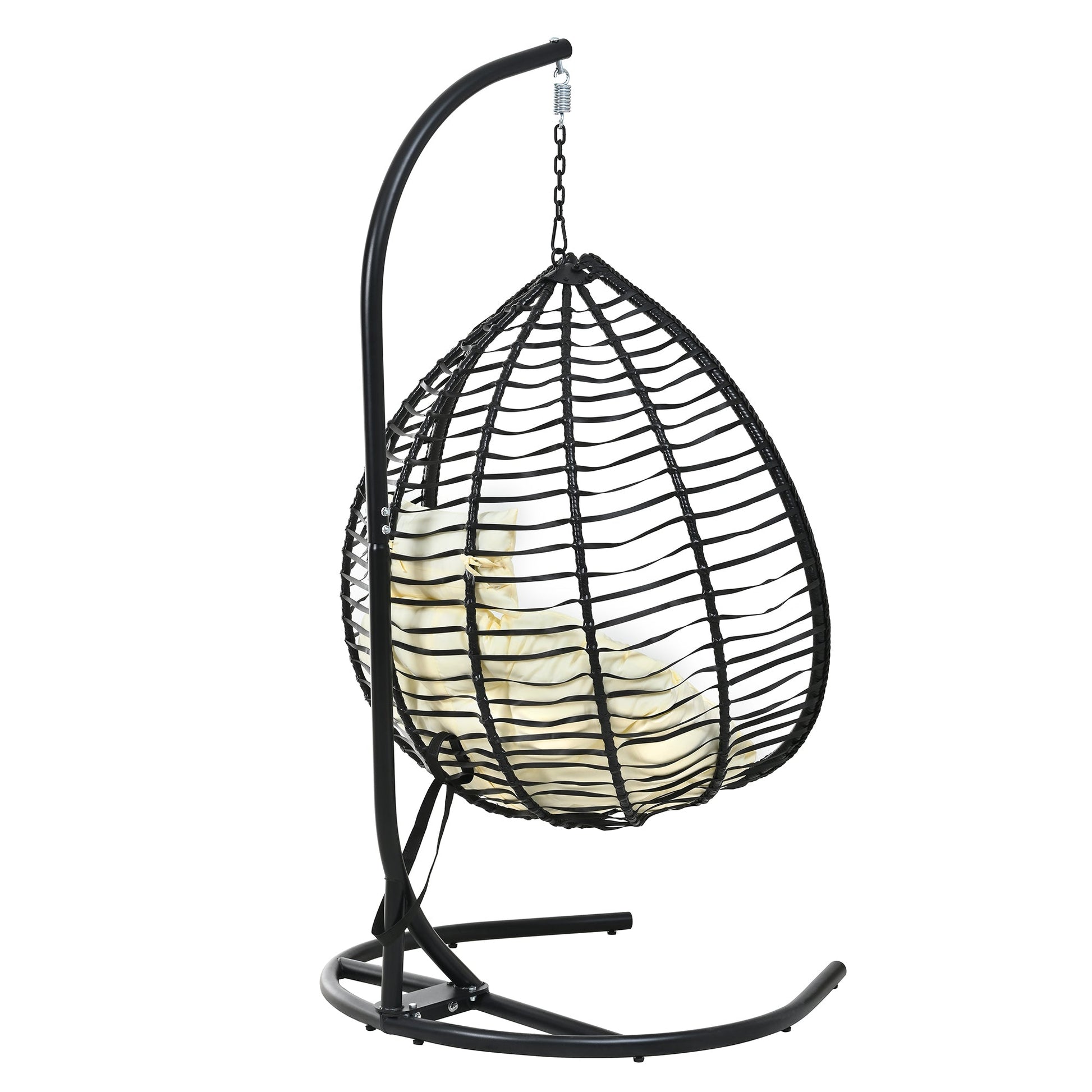 U_STYLE Indoor Outdoor Hanging Hammock Chair with Stand, Foldable Rattan Egg Swing Chair with Iron Frame and Plush Cushion & Removable Headrest,Suitable for Porch Garden,Balcony,Indoor - 1st Choice Furniture Direct