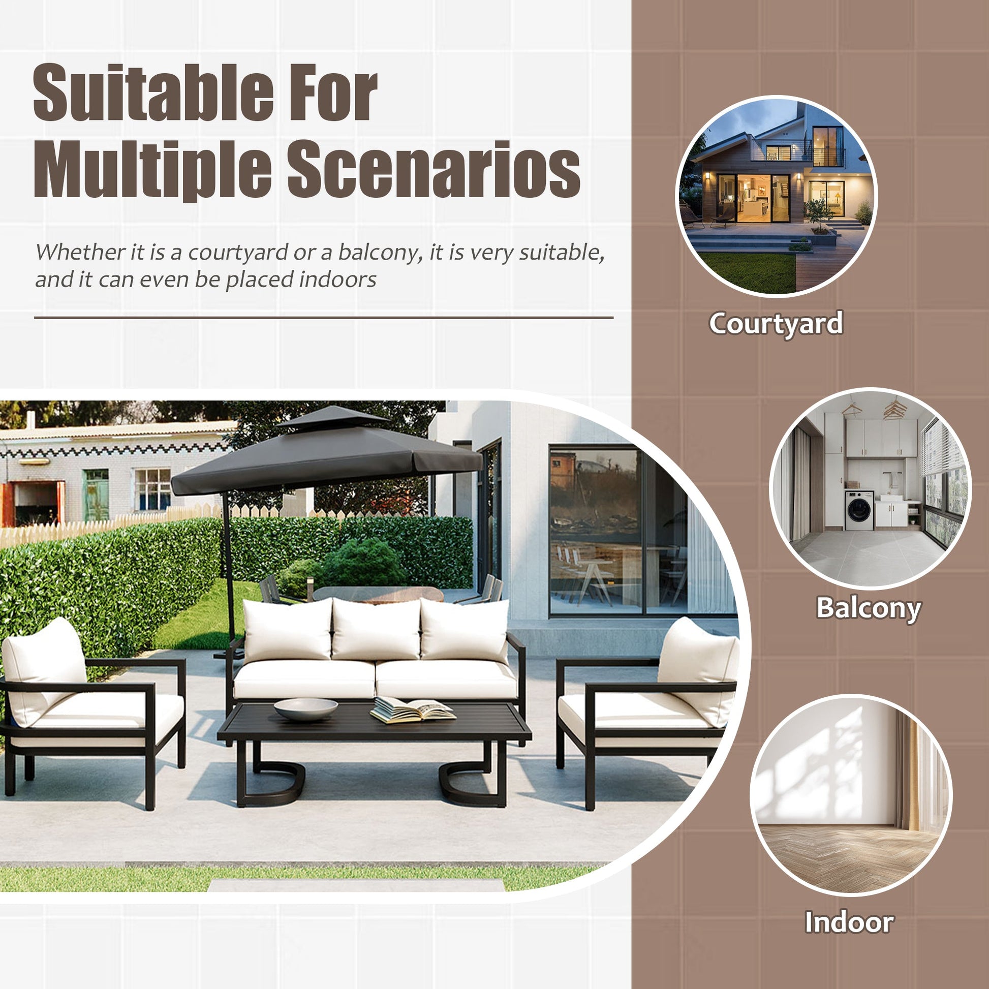 U_Style Multi - person Outdoor Steel Sofa Set, Waterproof, Anti - rust and Anti - uv, Suitable for Gardens and Lawns - 1st Choice Furniture Direct