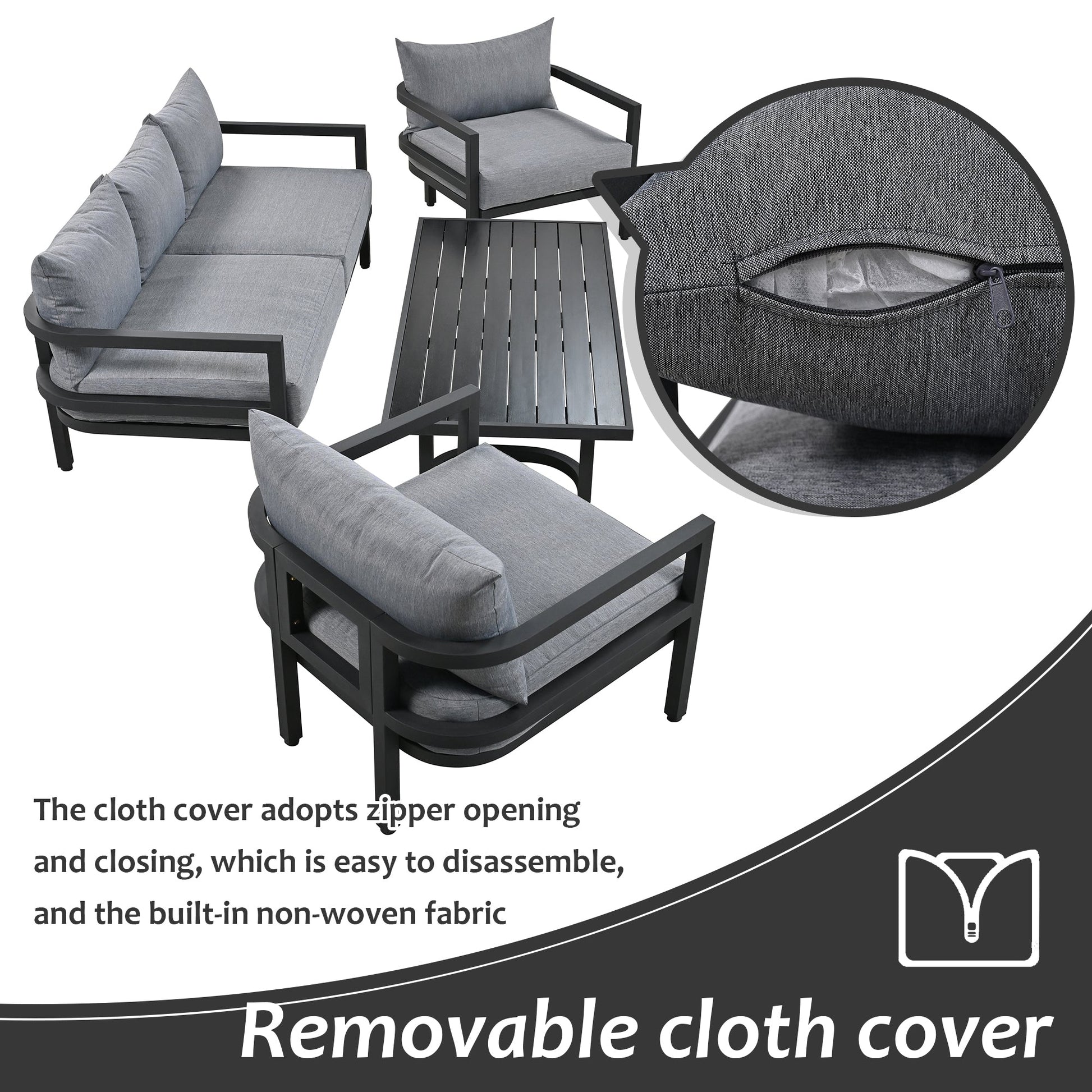 U_Style Multi - person Outdoor Steel Sofa Set, Waterproof, Anti - rust and Anti - uv, Suitable for Gardens and Lawns - 1st Choice Furniture Direct