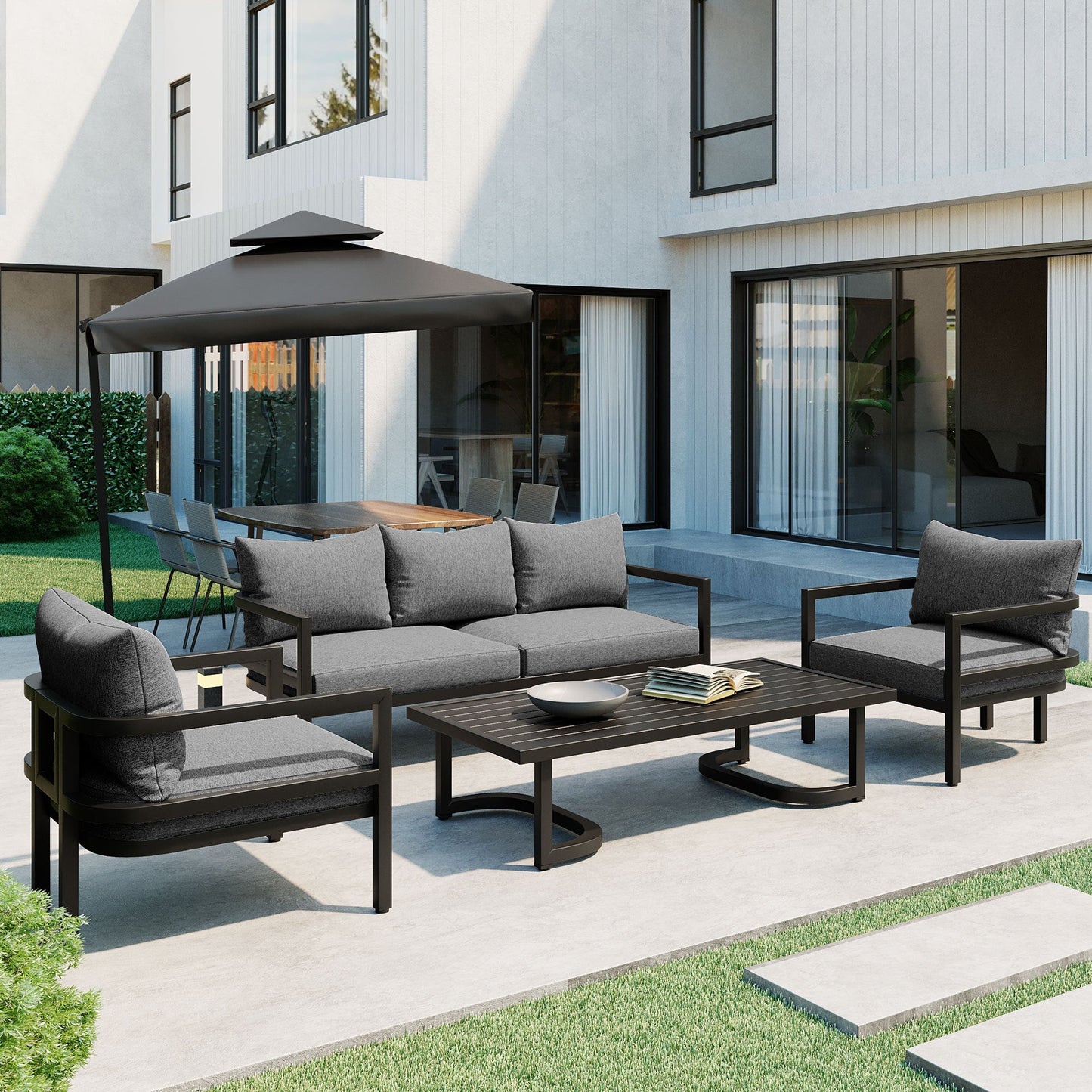U_Style Multi - person Outdoor Steel Sofa Set, Waterproof, Anti - rust and Anti - uv, Suitable for Gardens and Lawns - 1st Choice Furniture Direct