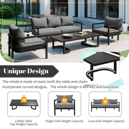 U_Style Multi - person Outdoor Steel Sofa Set, Waterproof, Anti - rust and Anti - uv, Suitable for Gardens and Lawns - 1st Choice Furniture Direct