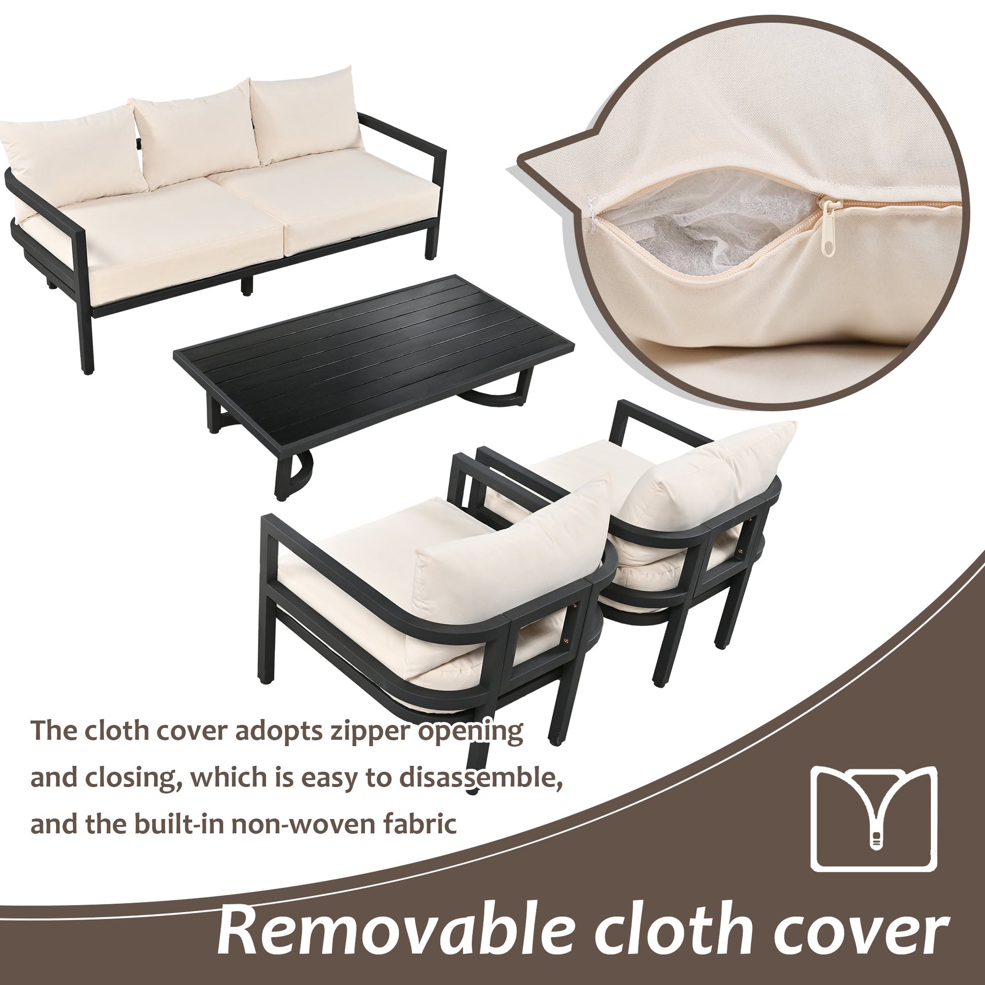 U_Style Multi - person Outdoor Steel Sofa Set, Waterproof, Anti - rust and Anti - uv, Suitable for Gardens and Lawns - 1st Choice Furniture Direct