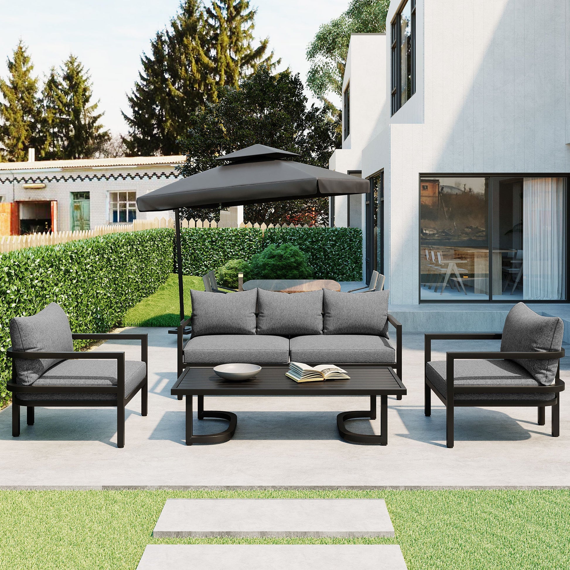 U_Style Multi - person Outdoor Steel Sofa Set, Waterproof, Anti - rust and Anti - uv, Suitable for Gardens and Lawns - 1st Choice Furniture Direct