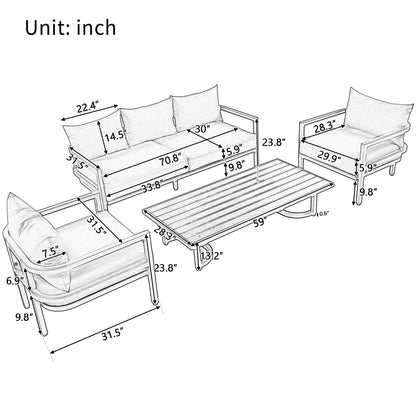 U_Style Multi - person Outdoor Steel Sofa Set, Waterproof, Anti - rust and Anti - uv, Suitable for Gardens and Lawns - 1st Choice Furniture Direct
