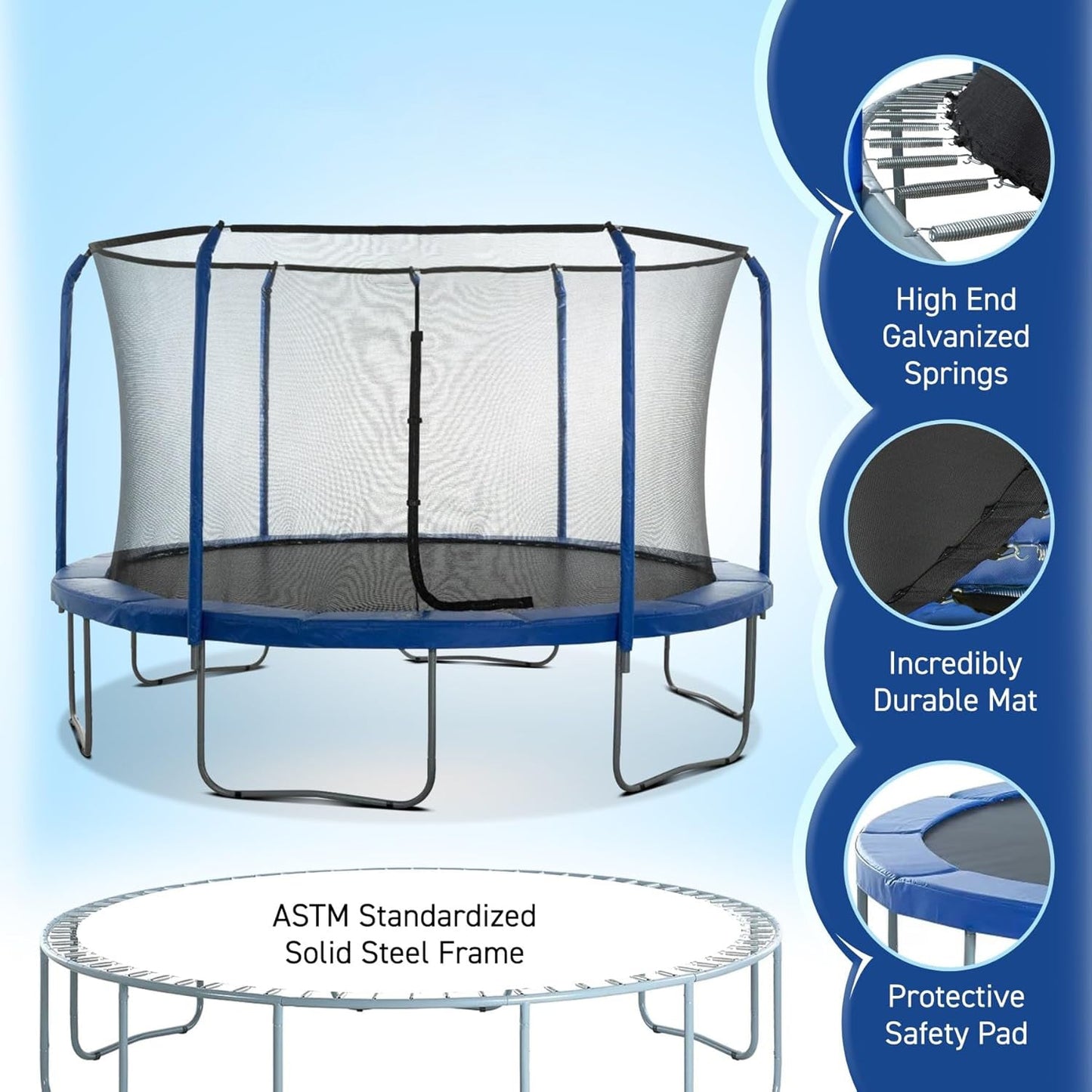 UB 13FT trampoline inner safetynet with powder coating - Blue - Pumpkin - A+B - 1st Choice Furniture Direct