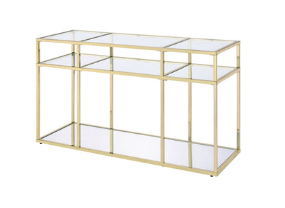 Uchenna Clear Glass & Gold Finish Sofa Table - 1st Choice Furniture Direct
