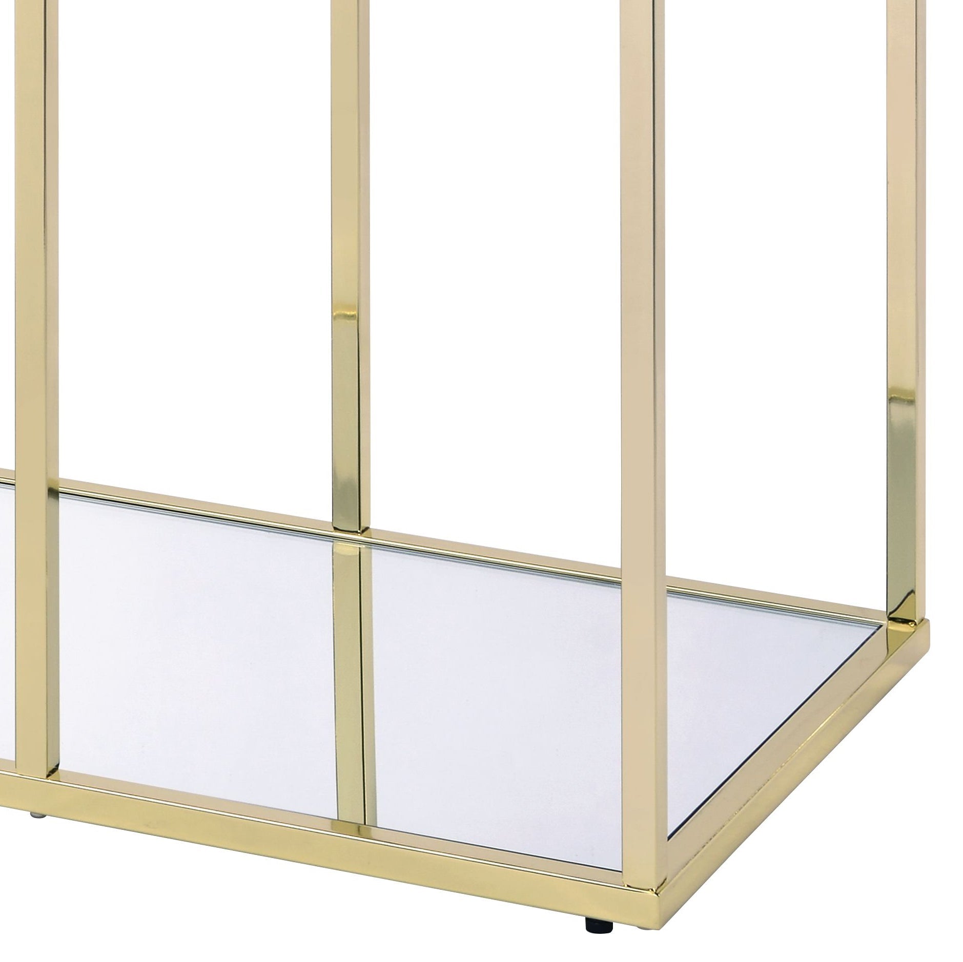 Uchenna Clear Glass & Gold Finish Sofa Table - 1st Choice Furniture Direct