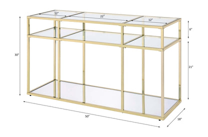 Uchenna Clear Glass & Gold Finish Sofa Table - 1st Choice Furniture Direct