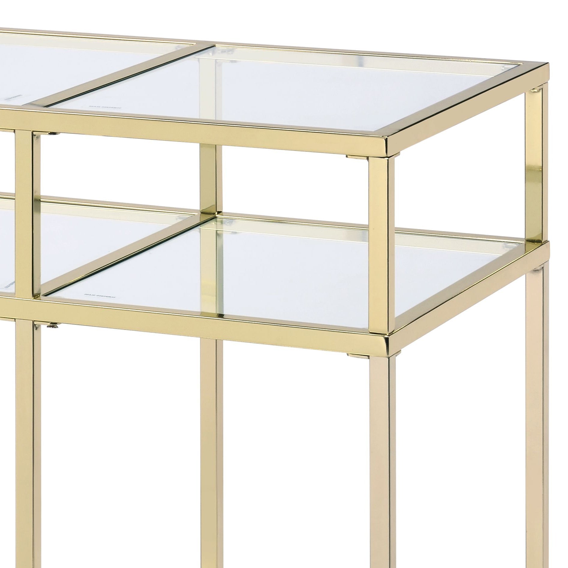 Uchenna Clear Glass & Gold Finish Sofa Table - 1st Choice Furniture Direct