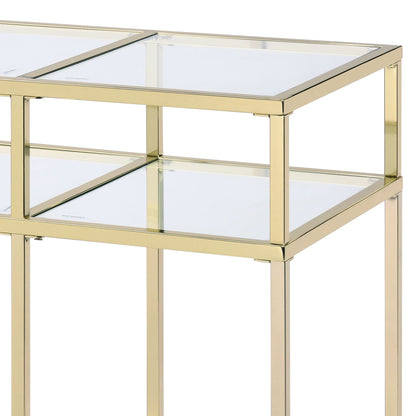 Uchenna Clear Glass & Gold Finish Sofa Table - 1st Choice Furniture Direct