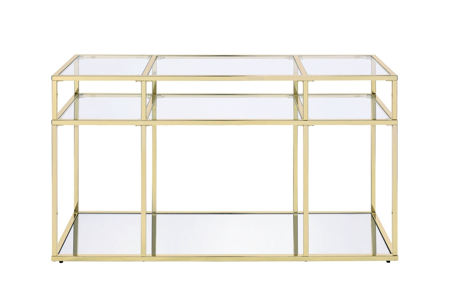 Uchenna Clear Glass & Gold Finish Sofa Table - 1st Choice Furniture Direct