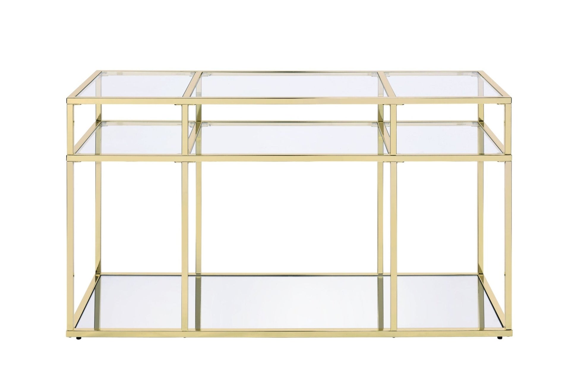 Uchenna Clear Glass & Gold Finish Sofa Table - 1st Choice Furniture Direct