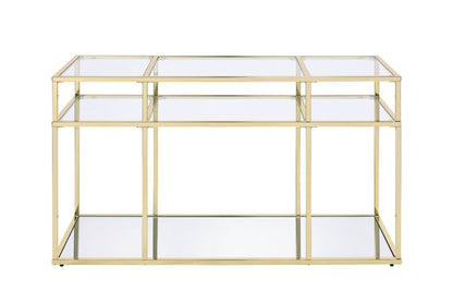 Uchenna Clear Glass & Gold Finish Sofa Table - 1st Choice Furniture Direct