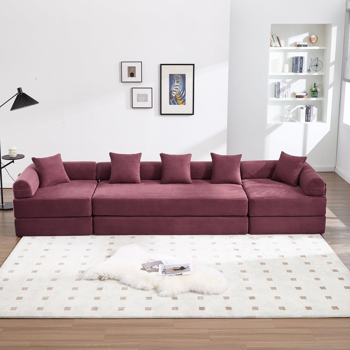 UNITED WE WIN convertible folding sofa bed, with fixed frame and pillow back handrail, cloud corduroy folding mattress sofa, folding memory foam bed in living room/dormitory/guest room/home office/apt - 1st Choice Furniture Direct