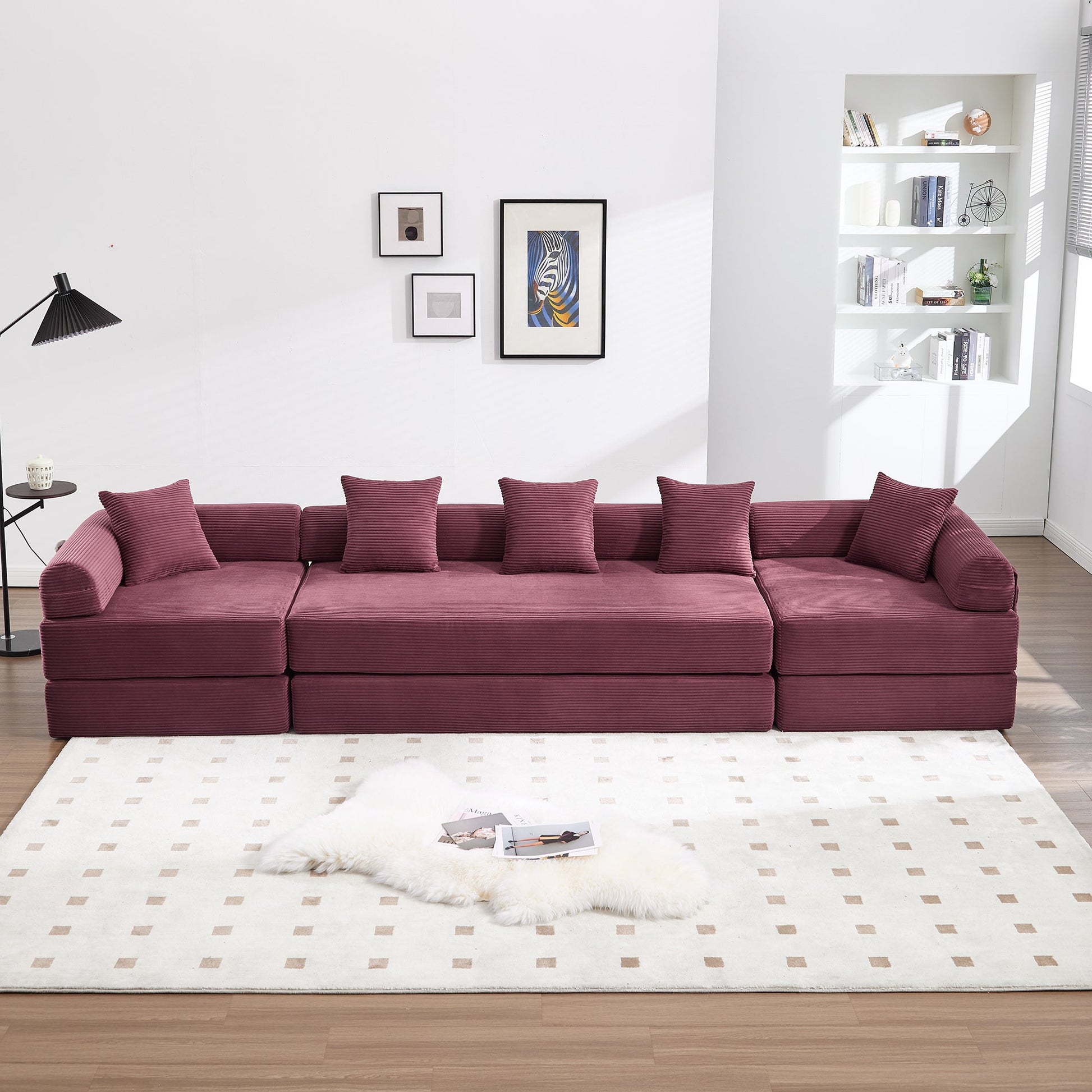 UNITED WE WIN convertible folding sofa bed, with fixed frame and pillow back handrail, cloud corduroy folding mattress sofa, folding memory foam bed in living room/dormitory/guest room/home office/apt - 1st Choice Furniture Direct