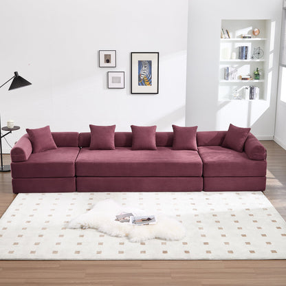 UNITED WE WIN convertible folding sofa bed, with fixed frame and pillow back handrail, cloud corduroy folding mattress sofa, folding memory foam bed in living room/dormitory/guest room/home office/apt - 1st Choice Furniture Direct