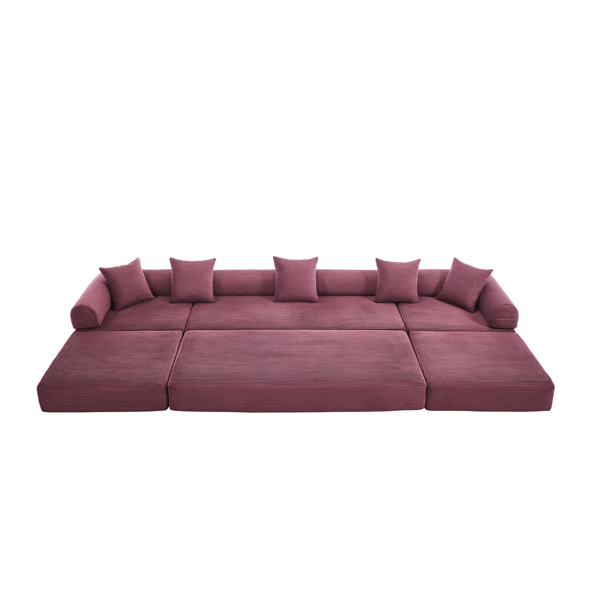 UNITED WE WIN convertible folding sofa bed, with fixed frame and pillow back handrail, cloud corduroy folding mattress sofa, folding memory foam bed in living room/dormitory/guest room/home office/apt - 1st Choice Furniture Direct