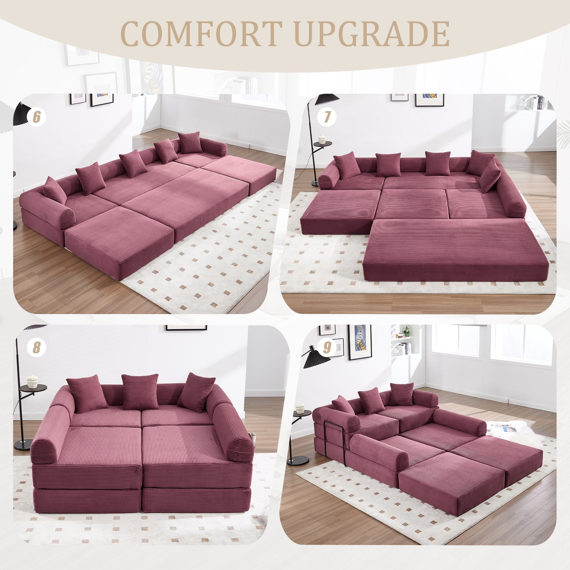 UNITED WE WIN convertible folding sofa bed, with fixed frame and pillow back handrail, cloud corduroy folding mattress sofa, folding memory foam bed in living room/dormitory/guest room/home office/apt - 1st Choice Furniture Direct