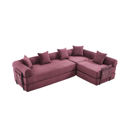 UNITED WE WIN convertible folding sofa bed, with fixed frame and pillow back handrail, cloud corduroy folding mattress sofa, folding memory foam bed in living room/dormitory/guest room/home office/apt - 1st Choice Furniture Direct