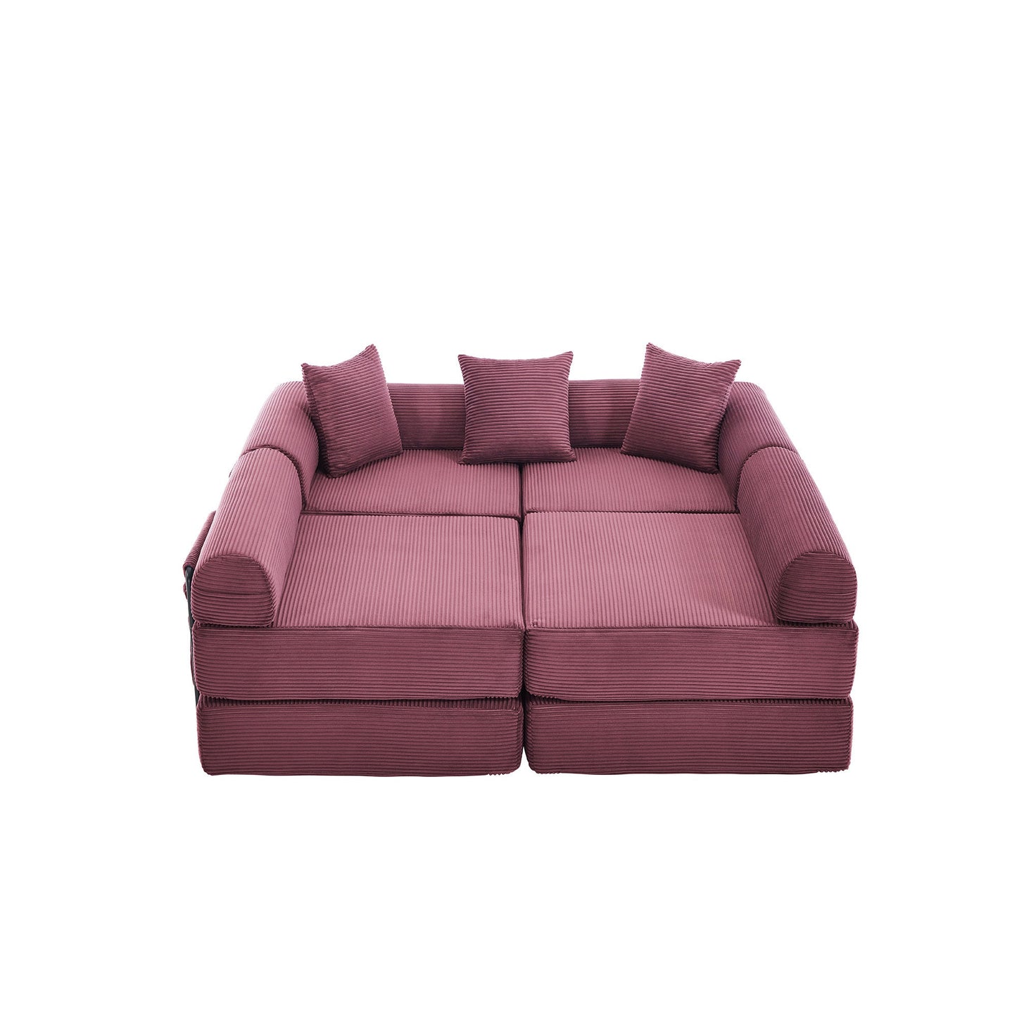 UNITED WE WIN convertible folding sofa bed, with fixed frame and pillow back handrail, cloud corduroy folding mattress sofa, folding memory foam bed in living room/dormitory/guest room/home office/apt - 1st Choice Furniture Direct