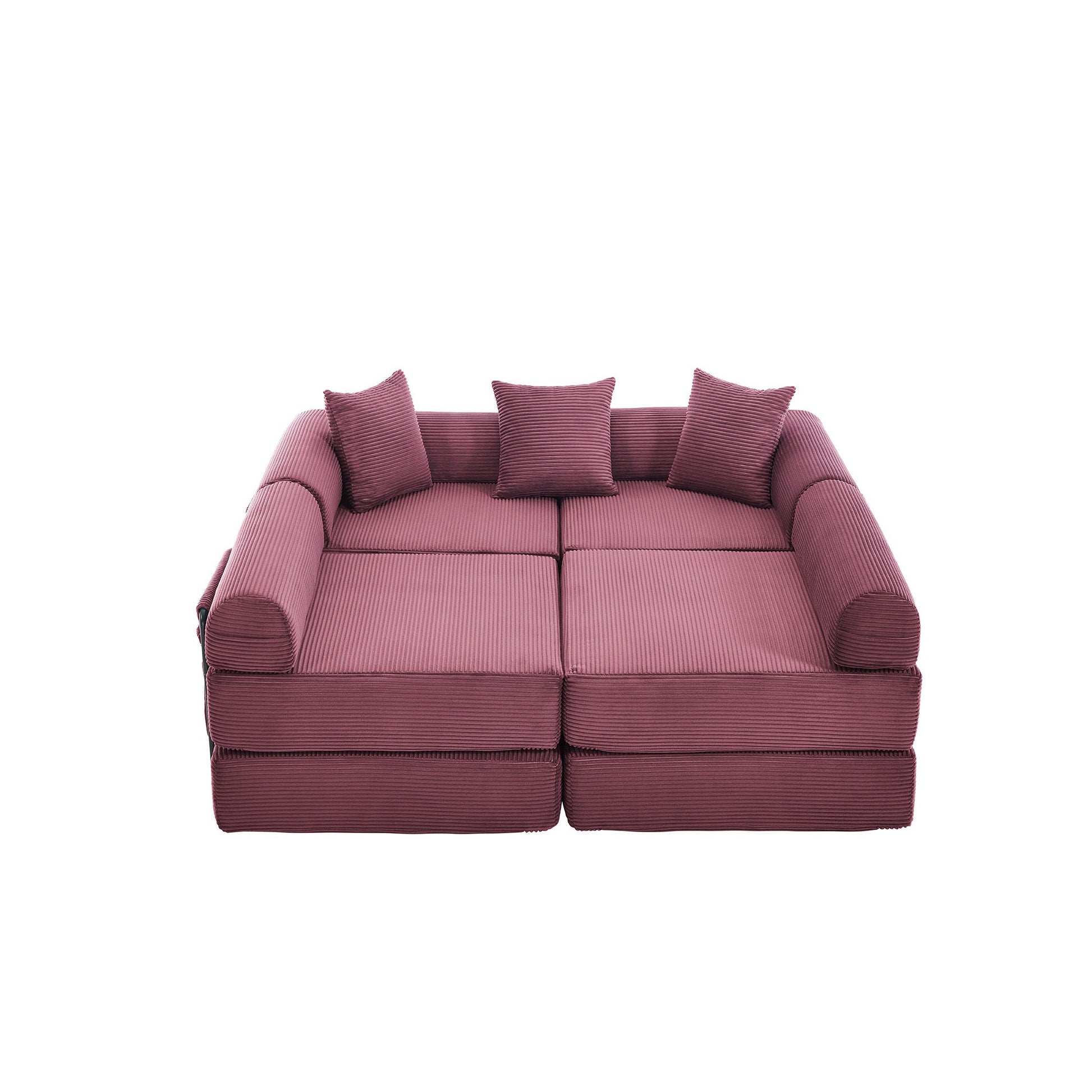 UNITED WE WIN convertible folding sofa bed, with fixed frame and pillow back handrail, cloud corduroy folding mattress sofa, folding memory foam bed in living room/dormitory/guest room/home office/apt - 1st Choice Furniture Direct