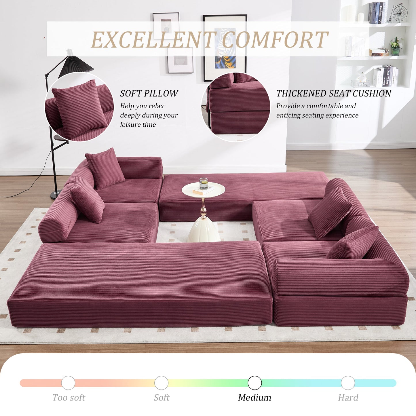 UNITED WE WIN convertible folding sofa bed, with fixed frame and pillow back handrail, cloud corduroy folding mattress sofa, folding memory foam bed in living room/dormitory/guest room/home office/apt - 1st Choice Furniture Direct
