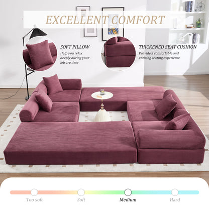 UNITED WE WIN convertible folding sofa bed, with fixed frame and pillow back handrail, cloud corduroy folding mattress sofa, folding memory foam bed in living room/dormitory/guest room/home office/apt - 1st Choice Furniture Direct